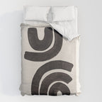 Reflection Mid Century Modern Minimalist Black Ink Painting Funky Tribal Duvet Cover Gallery Image 6
