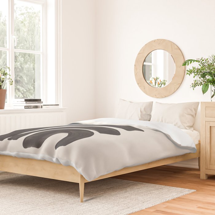 Reflection Mid Century Modern Minimalist Black Ink Painting Funky Tribal Duvet Cover Gallery Image 2