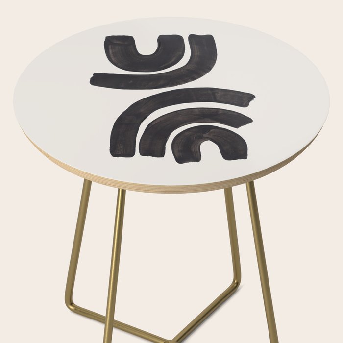 Reflection Mid Century Modern Minimalist Black Ink Painting Funky Tribal Side Table Gallery Image 2