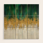 Green and gold motion abstract Wood Wall Art Gallery Image 1