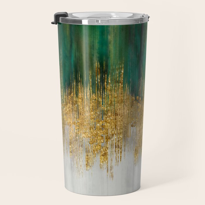 Green and gold motion abstract Travel Mug Gallery Image 3
