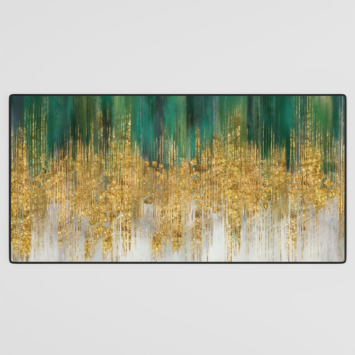 Green and gold motion abstract Desk Mat Gallery Image 3