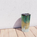 Green and gold motion abstract Travel Mug Gallery Image 4