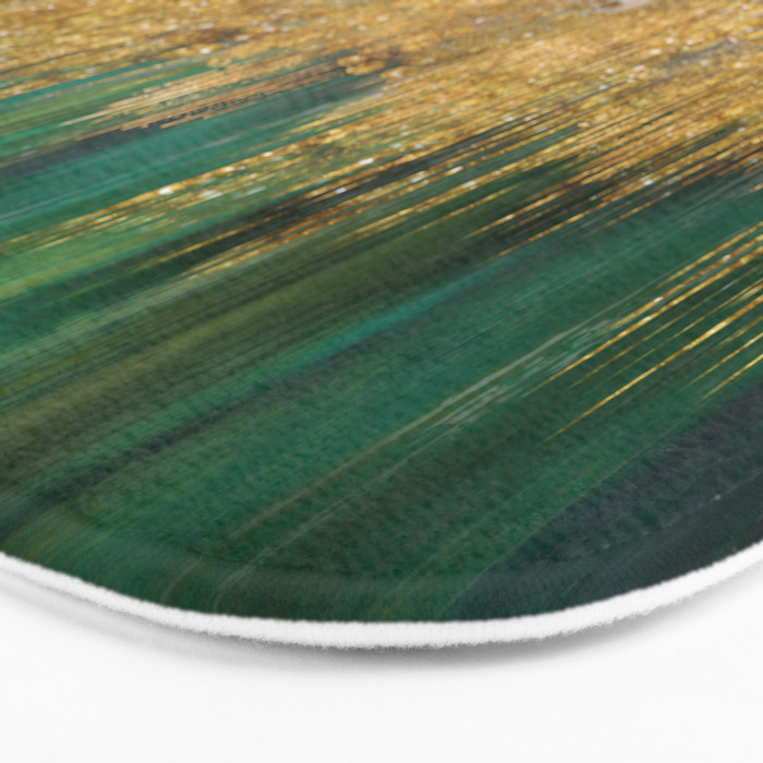 Green and gold motion abstract Bath Mat Gallery Image 3