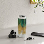 Green and gold motion abstract Water Bottle Gallery Image 4