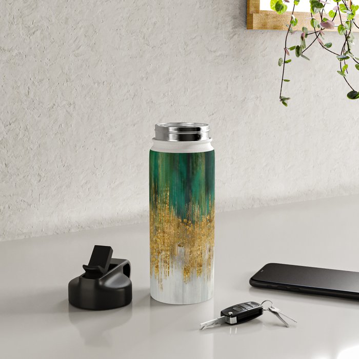 Green and gold motion abstract Water Bottle Gallery Image 4