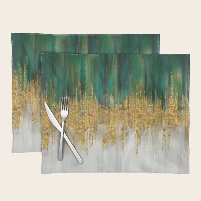 Green and gold motion abstract Placemat Gallery Image 1