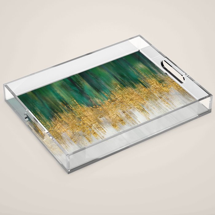 Green and gold motion abstract Acrylic Tray Gallery Image 1