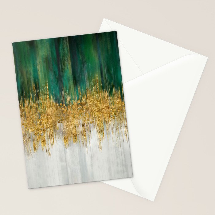 Green and gold motion abstract Stationery Card Gallery Image 2