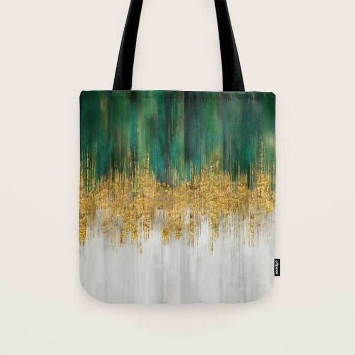 Green and gold motion abstract Tote Bag Gallery Image 1