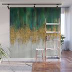 Green and gold motion abstract Wall Mural Gallery Image 1