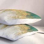 Green and gold motion abstract Pillow Sham Gallery Image 3