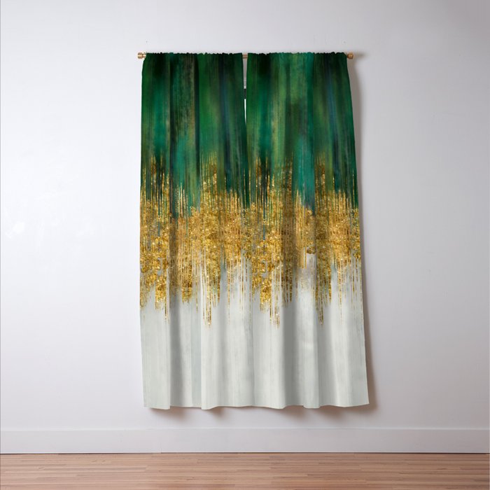 Green and gold motion abstract Window Curtain Gallery Image 3