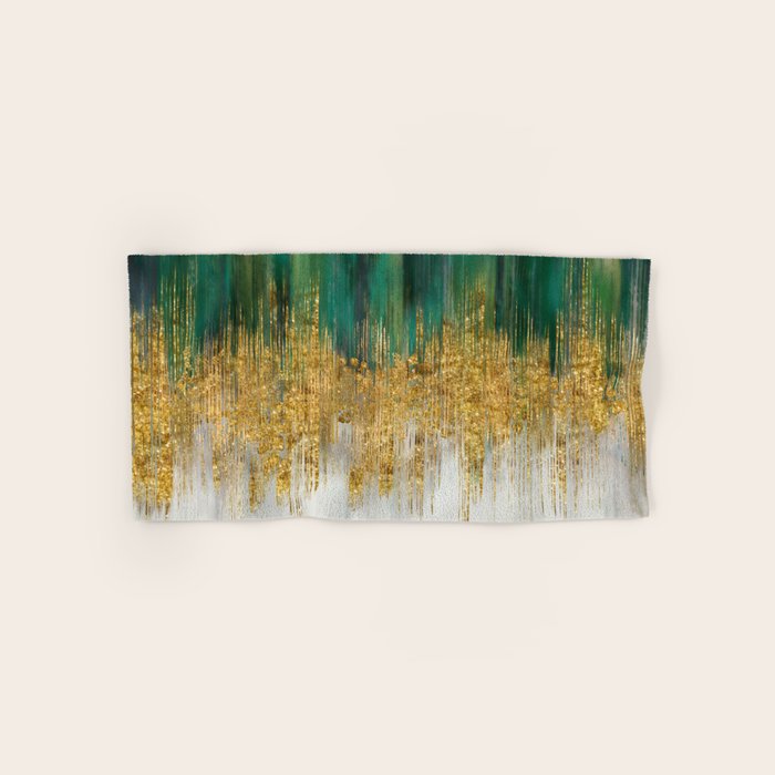 Green and gold motion abstract Bath Towel Gallery Image 1