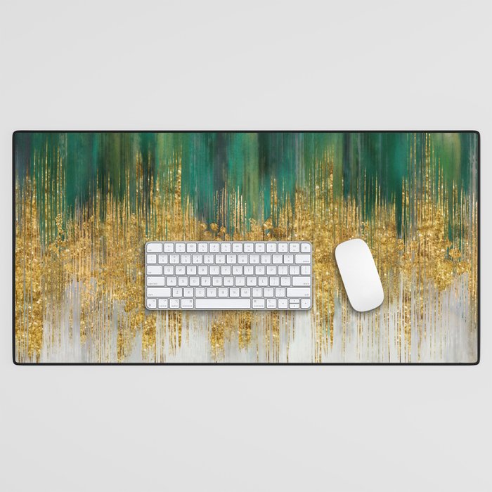 Green and gold motion abstract Desk Mat Gallery Image 1