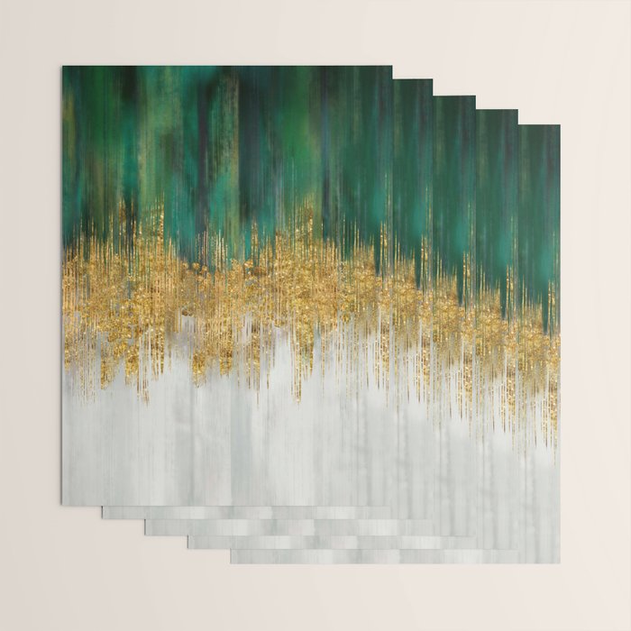 Green and gold motion abstract Wrapping Paper Gallery Image 3