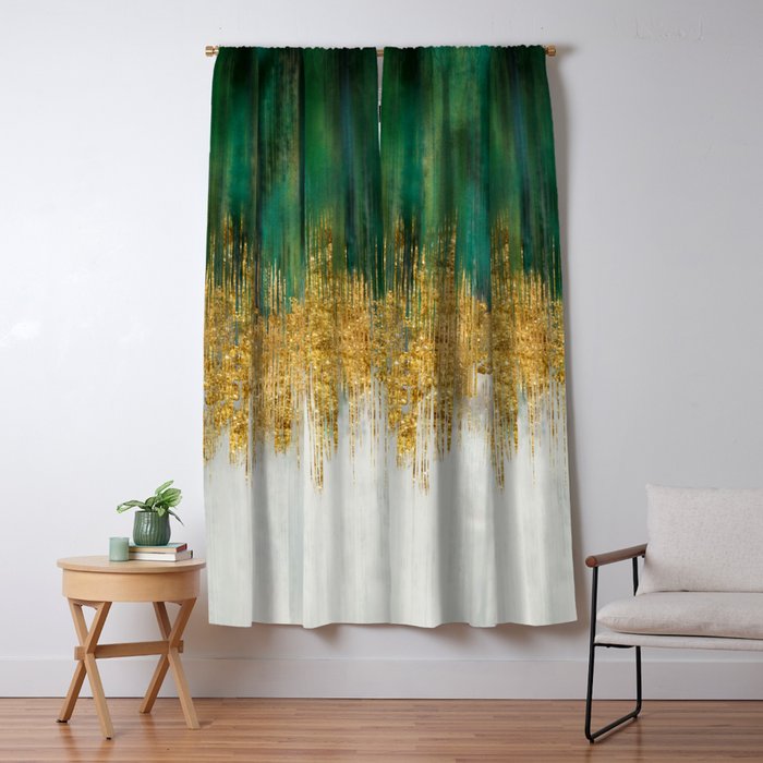 Green and gold motion abstract Window Curtain Gallery Image 5