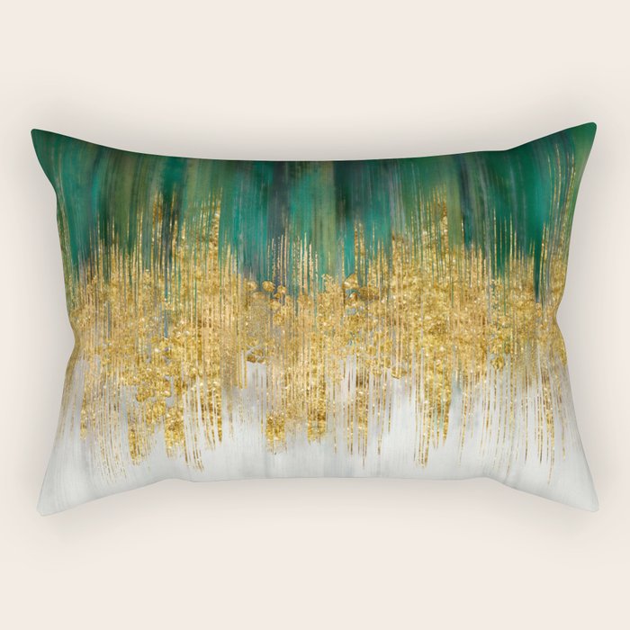 Green and gold motion abstract Rectangular Pillow Gallery Image 1