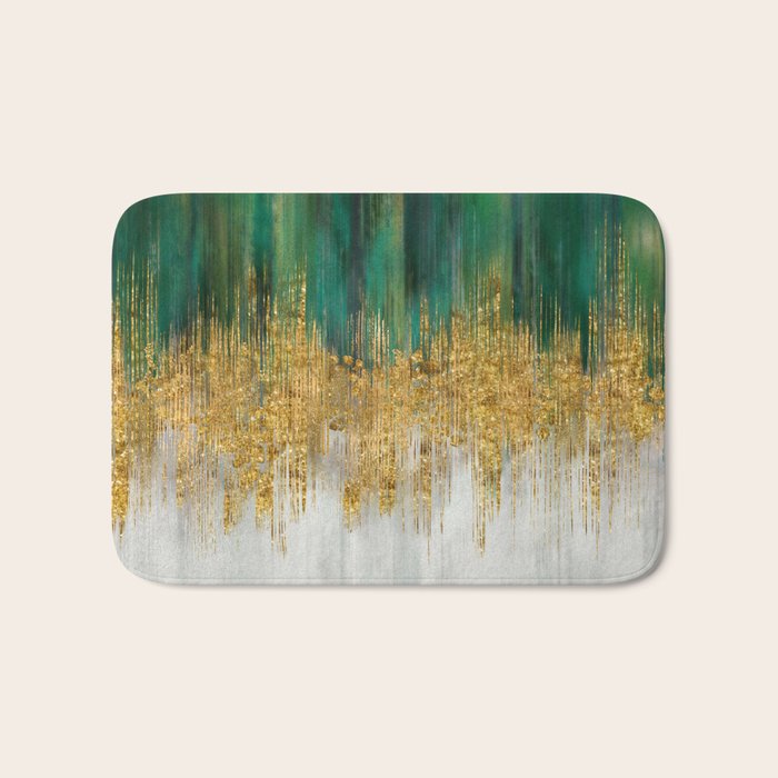 Green and gold motion abstract Bath Mat Gallery Image 1