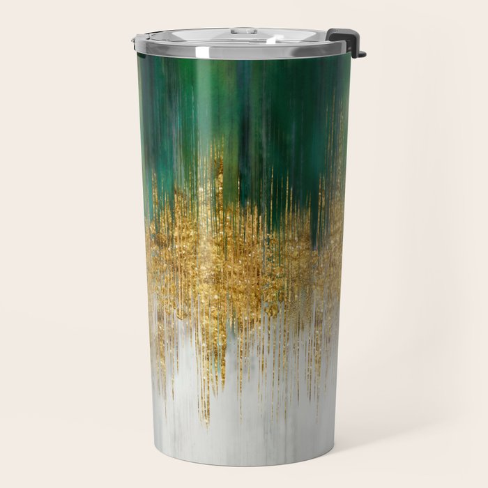 Green and gold motion abstract Travel Mug Gallery Image 2