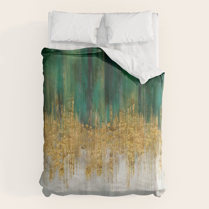 Green and gold motion abstract Duvet Cover Gallery Image 1