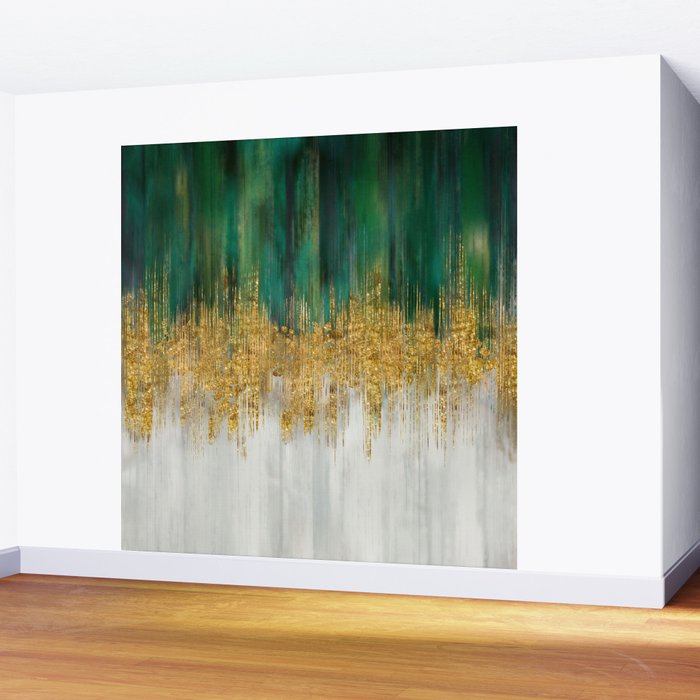 Green and gold motion abstract Wall Mural Gallery Image 2