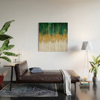 Green and gold motion abstract Wood Wall Art Gallery Image 2