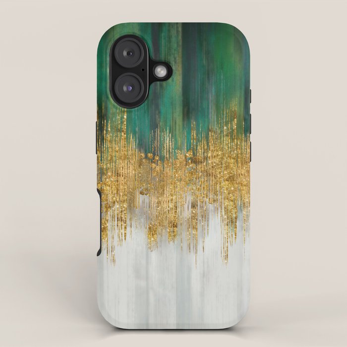 Green and gold motion abstract iPhone Case Gallery Image 1