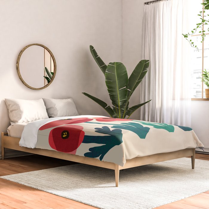 Poppy flowers and bird Comforter Gallery Image 2