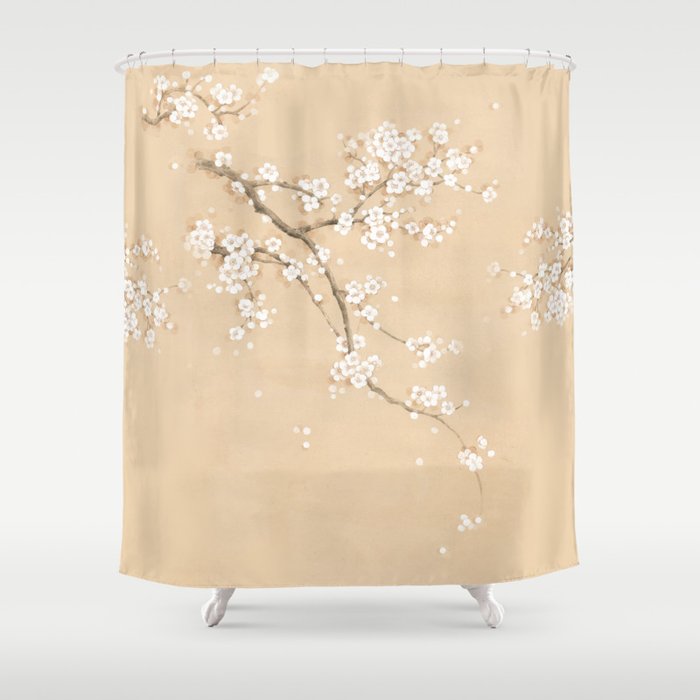 Spring Ume Flower / korean painting / chinoiserie Shower Curtain Gallery Image 1