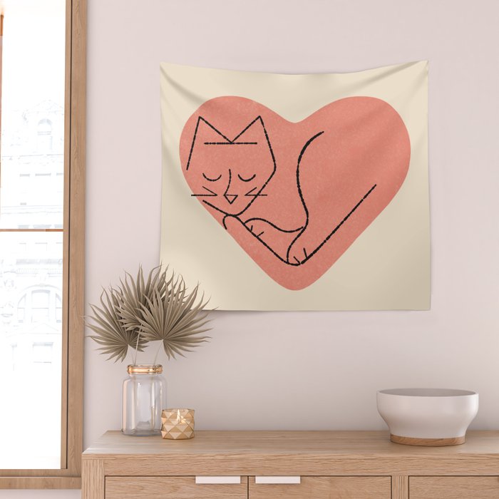 Cat Love Wall Tapestry Gallery Image 2