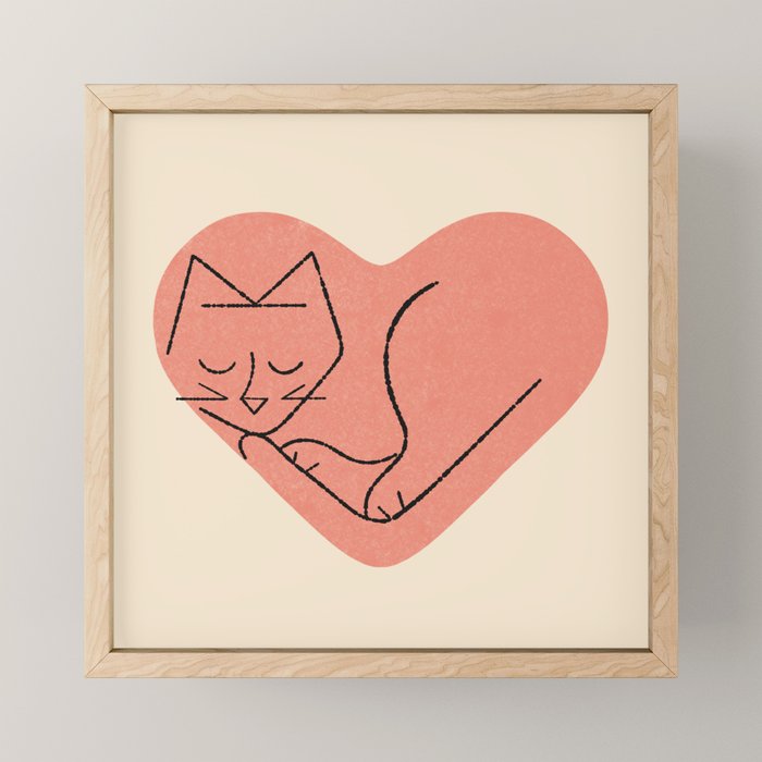 Cat Love Mini Art Print Gallery Image 1