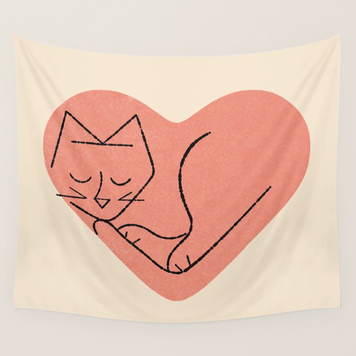 Cat Love Wall Tapestry Gallery Image 1