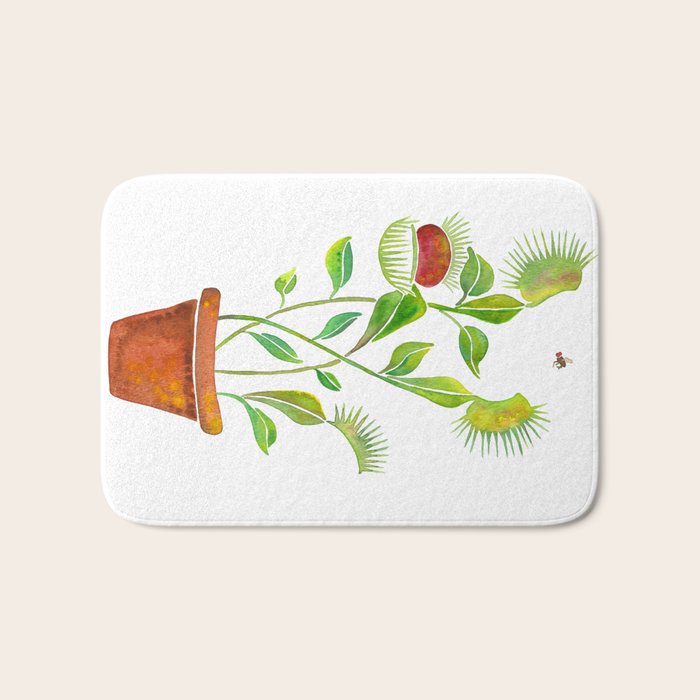 Venus Fly Trap Watercolor Bath Mat Gallery Image 1