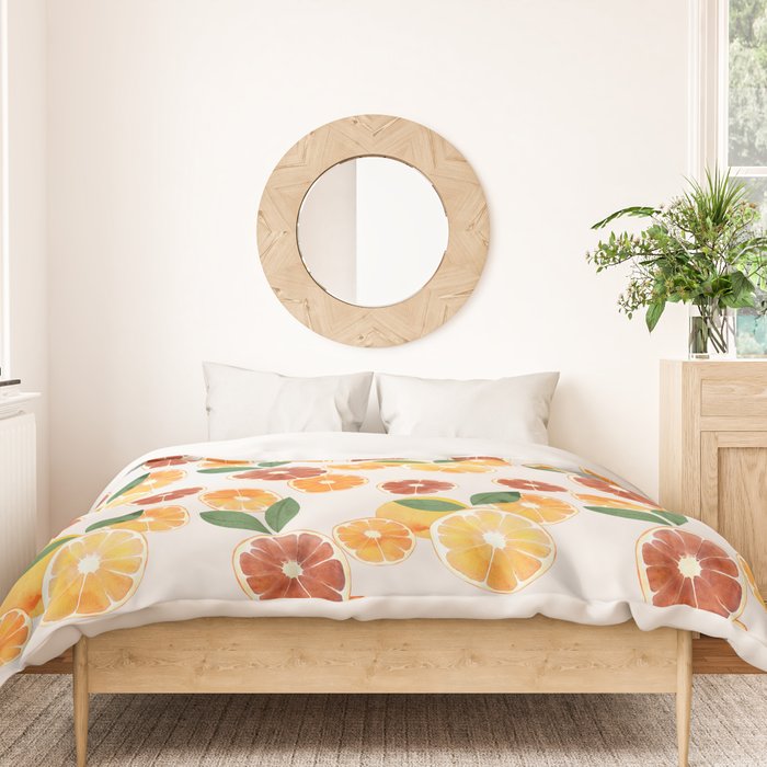 sliced oranges spring watercolor Duvet Cover Gallery Image 3