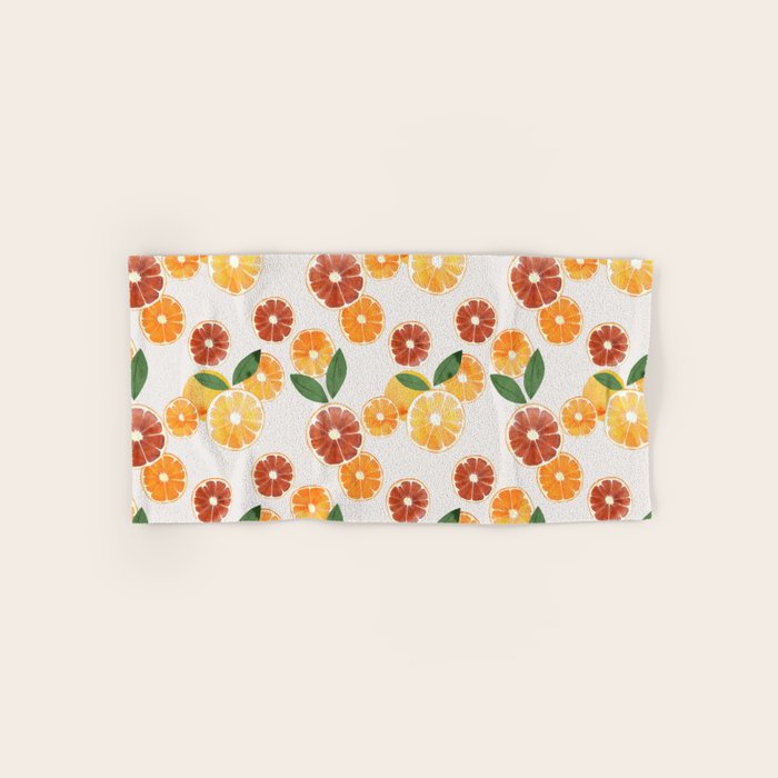 sliced oranges spring watercolor Bath Towel Gallery Image 1