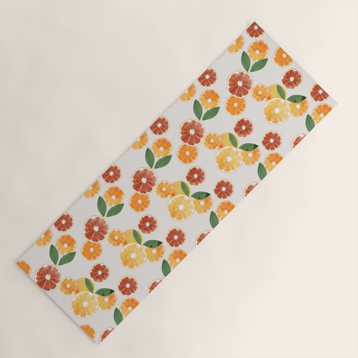 sliced oranges spring watercolor Yoga Mat