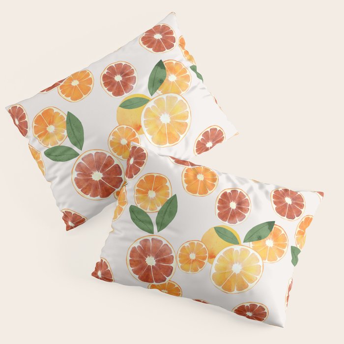sliced oranges spring watercolor Pillow Sham Gallery Image 1