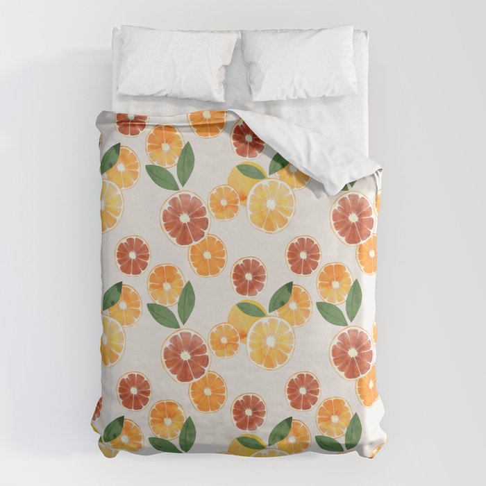 sliced oranges spring watercolor Duvet Cover Gallery Image 1