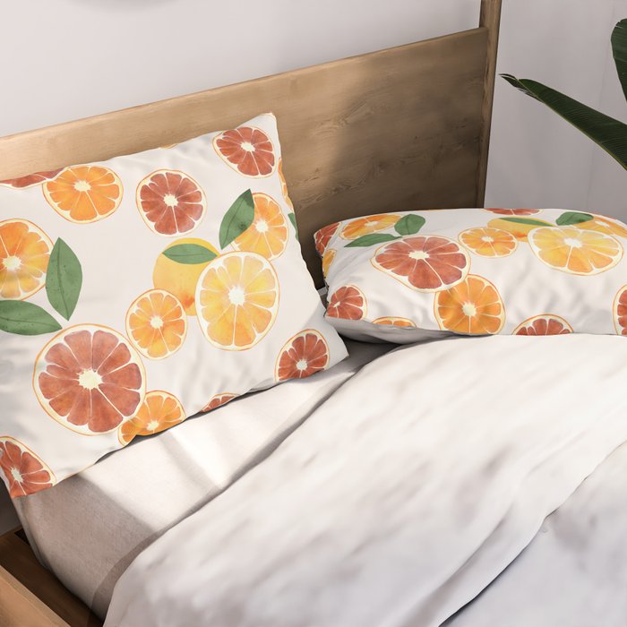 sliced oranges spring watercolor Pillow Sham Gallery Image 2