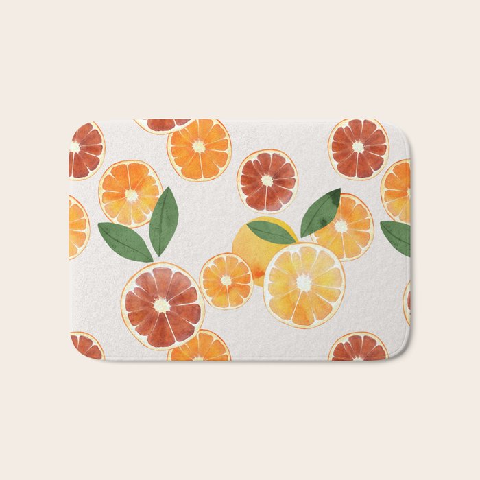 sliced oranges spring watercolor Bath Mat Gallery Image 1
