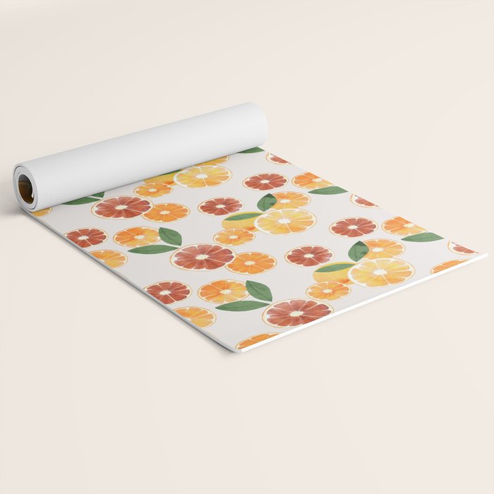 sliced oranges spring watercolor Yoga Mat Gallery Image 2
