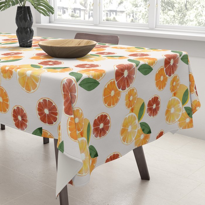 sliced oranges spring watercolor Tablecloth Gallery Image 3