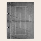 Grey tennis court at sunrise | Black and white drone aerial photography art | sports field print Poster Gallery Image 4