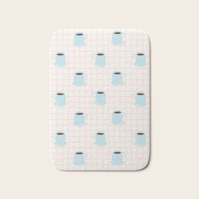 Coffee mug drink cartoon doodle pattern Bath Mat Gallery Image 1