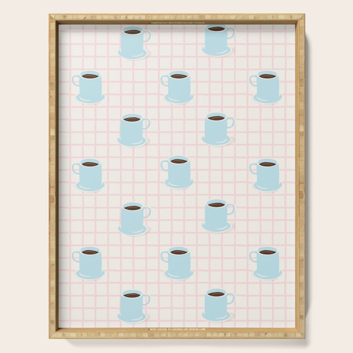 Coffee mug drink cartoon doodle pattern Serving Tray Gallery Image 1