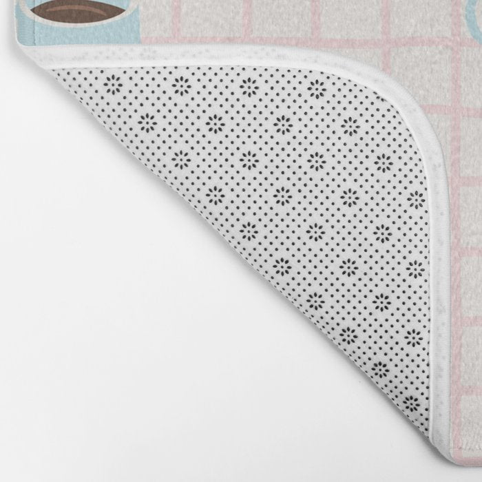 Coffee mug drink cartoon doodle pattern Bath Mat Gallery Image 2