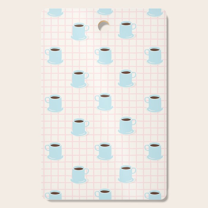 Coffee mug drink cartoon doodle pattern Cutting Board Gallery Image 1