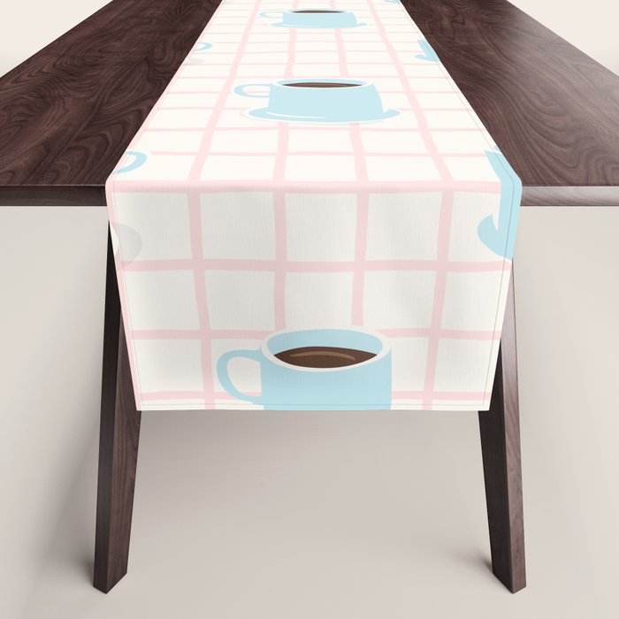 Coffee mug drink cartoon doodle pattern Table Runner Gallery Image 1