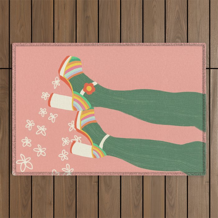 Rainbow walk: pink Outdoor Rug Gallery Image 1